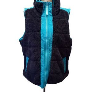 Talbots Women's XL Reversible Quilted Vest Navy/Green Casual Sleeveless